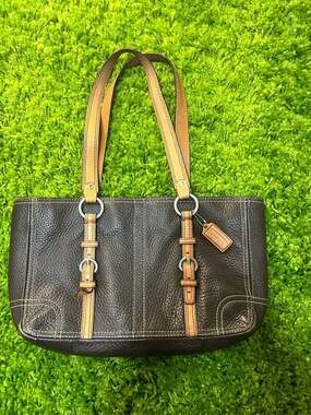 Coach Chelsea Brown Pebbled Leather Tote Shoulder Bag F12339